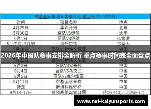 2026年中国队赛事安排全解析 重点赛事时间表全面盘点